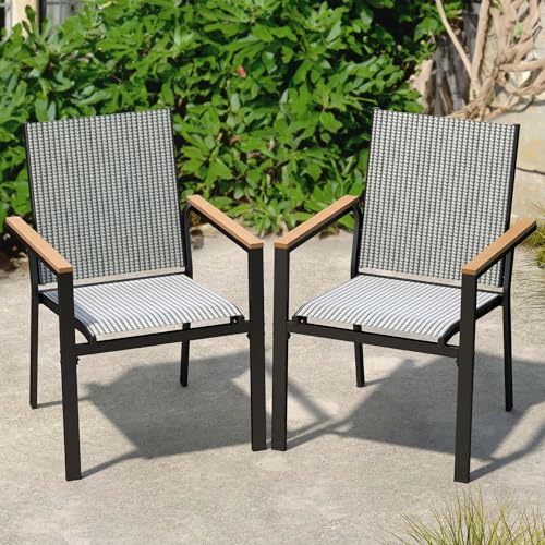 Set of 6 Stackable All-Weather Patio Dining Chairs F1367