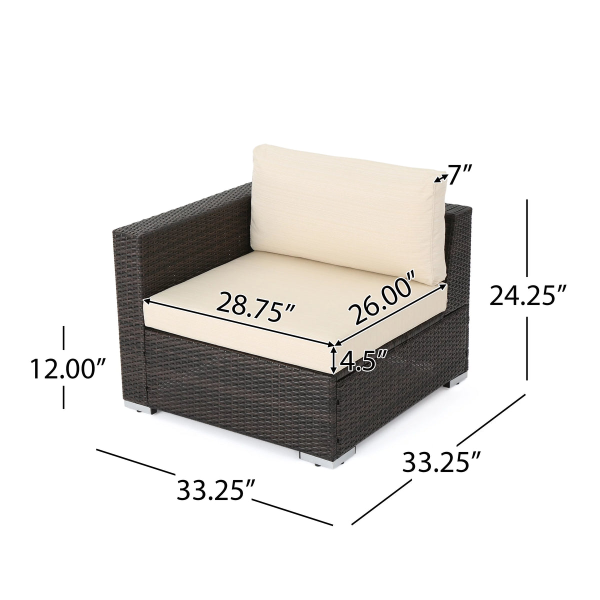 5 Piece Wicker Sectional Sofa Set with Cushions J2207