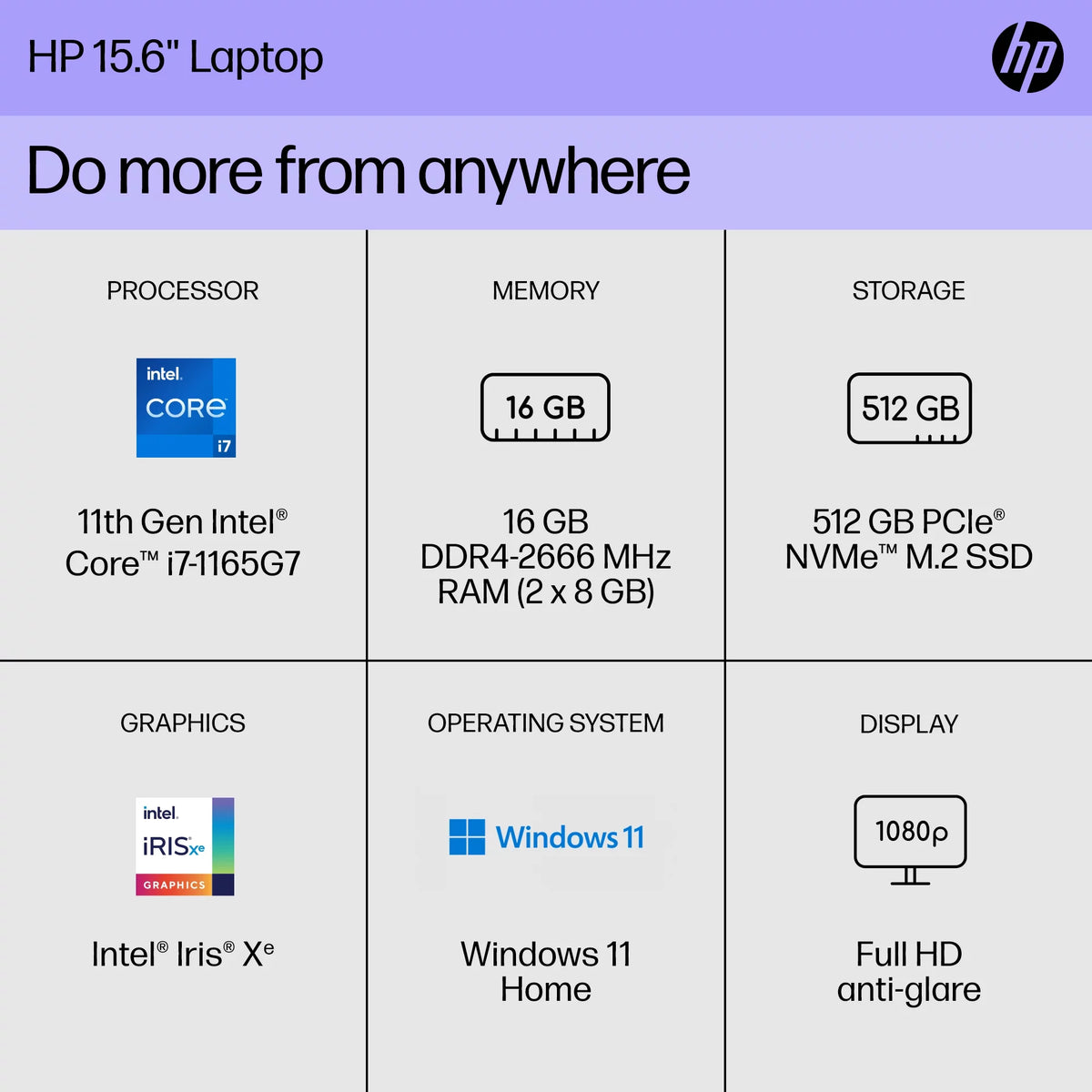 15.6" FHD Laptop, Intel Core i7, 16GB RAM, 512GB SSD, Spruce Blue U159434