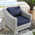 Light Gray Navy Wicker Rattan Outdoor Patio Armchair I897767