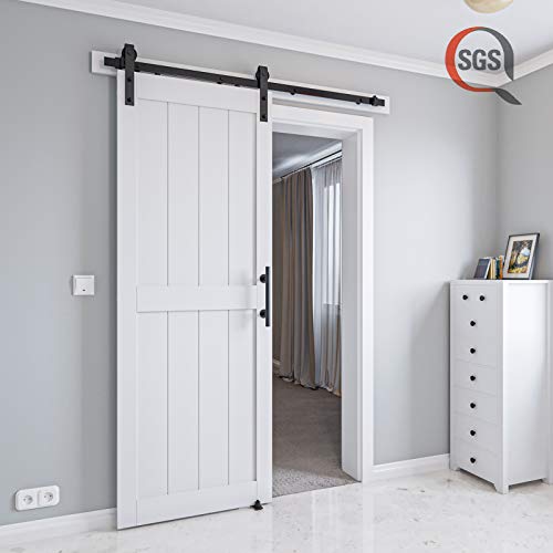 32in x 84in White MDF Sliding Barn Door with Hardware Kit L958004