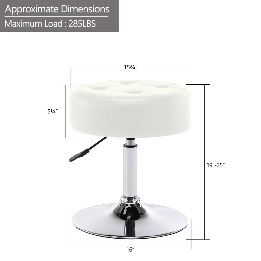 White Faux Leather Adjustable Height Swivel Ottoman Stool M391249