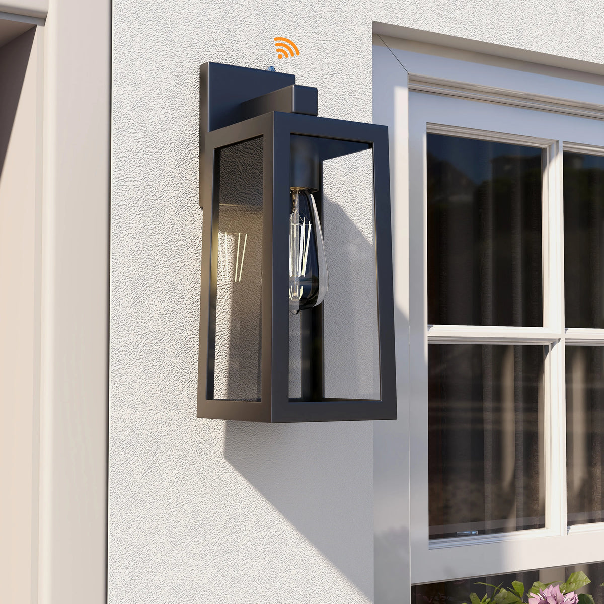 2 Pack Matte Black Waterproof Outdoor Wall Lights with Clear Glass Shade C9751