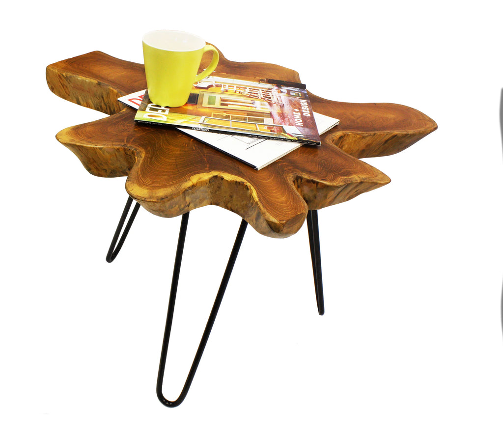 Live Edge Teak Wood Side Table Q67775