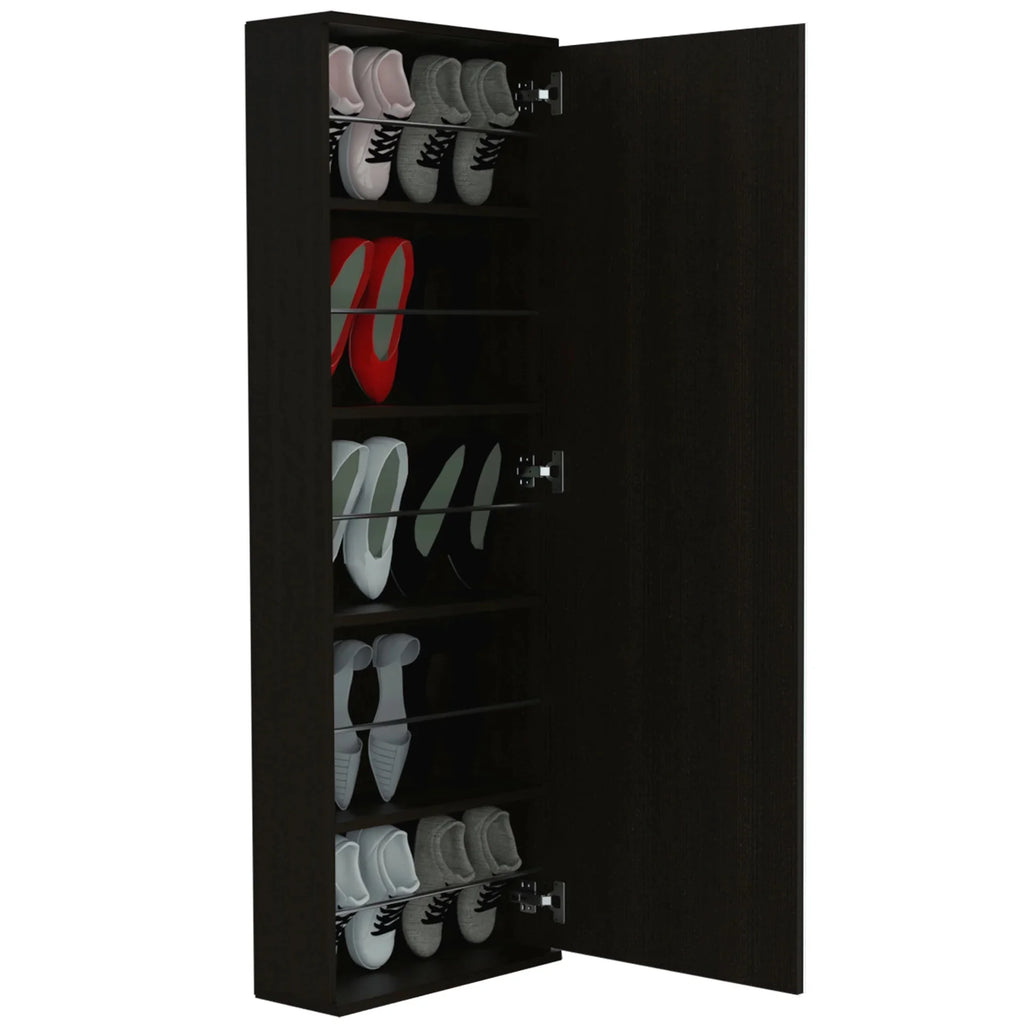 Black 3 Piece Bedroom Set with Shoe Rack and 2 Nightstands Y83856