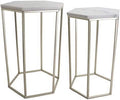 Hexagon End Table Set with Mirrored Tops R59282