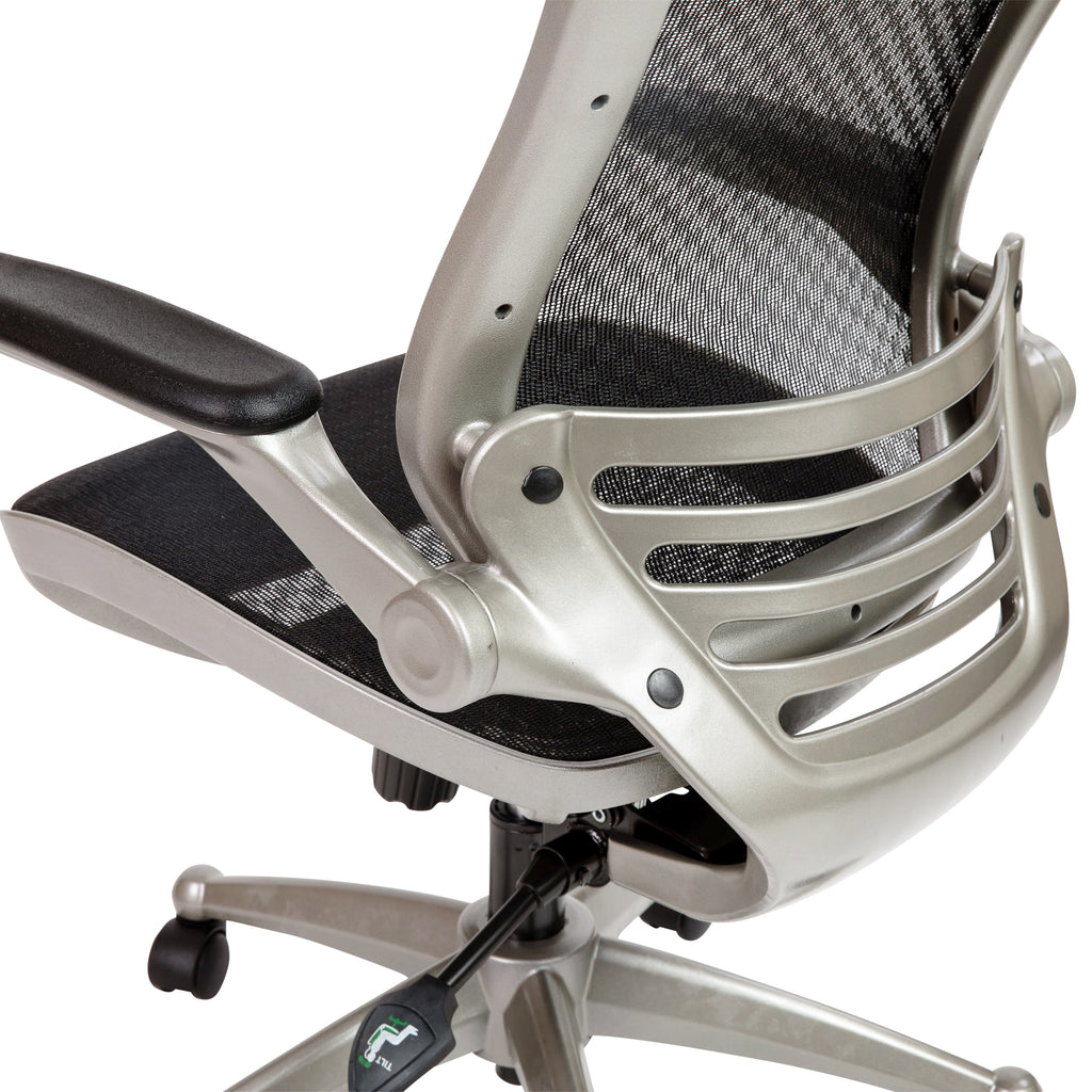 Mid-Back Transparent Black Mesh Executive Swivel Office Chair with Flip-Up Arms X756338