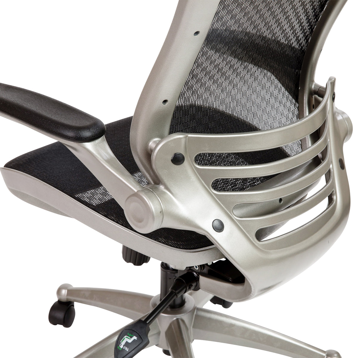 Mid-Back Transparent Black Mesh Executive Swivel Office Chair with Flip-Up Arms X756338