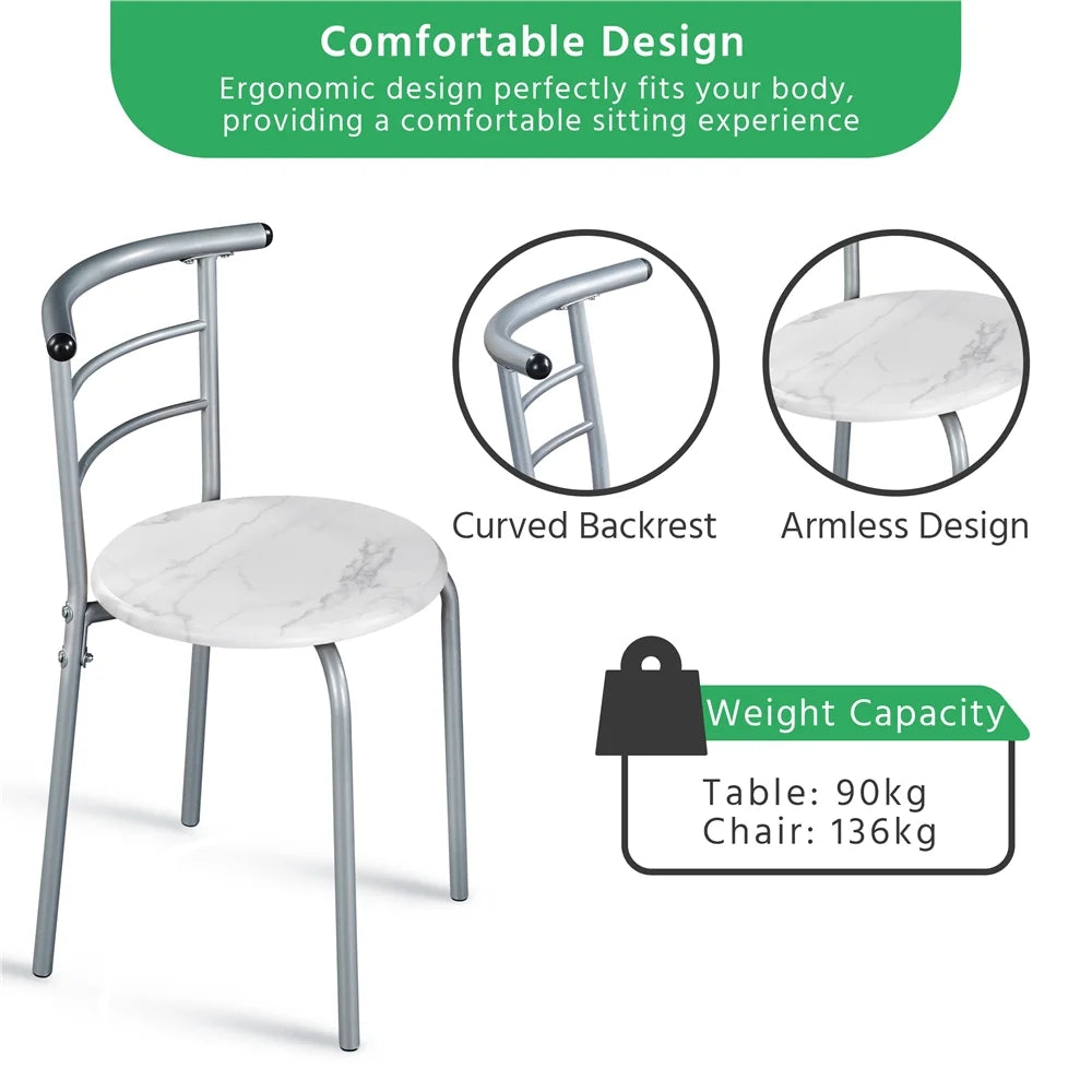 3 Piece Round Dining Table Set with Steel Legs M19220