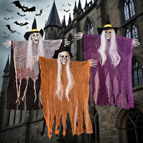 3 Pack Skeleton Ghosts Hanging Halloween Decorations Y56076