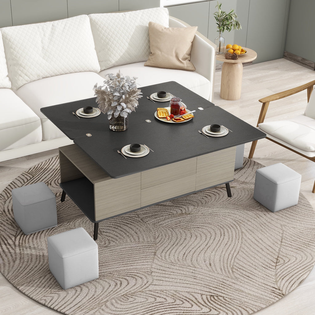 5 Pieces Lift Top Coffee Table Set with Storage D184141