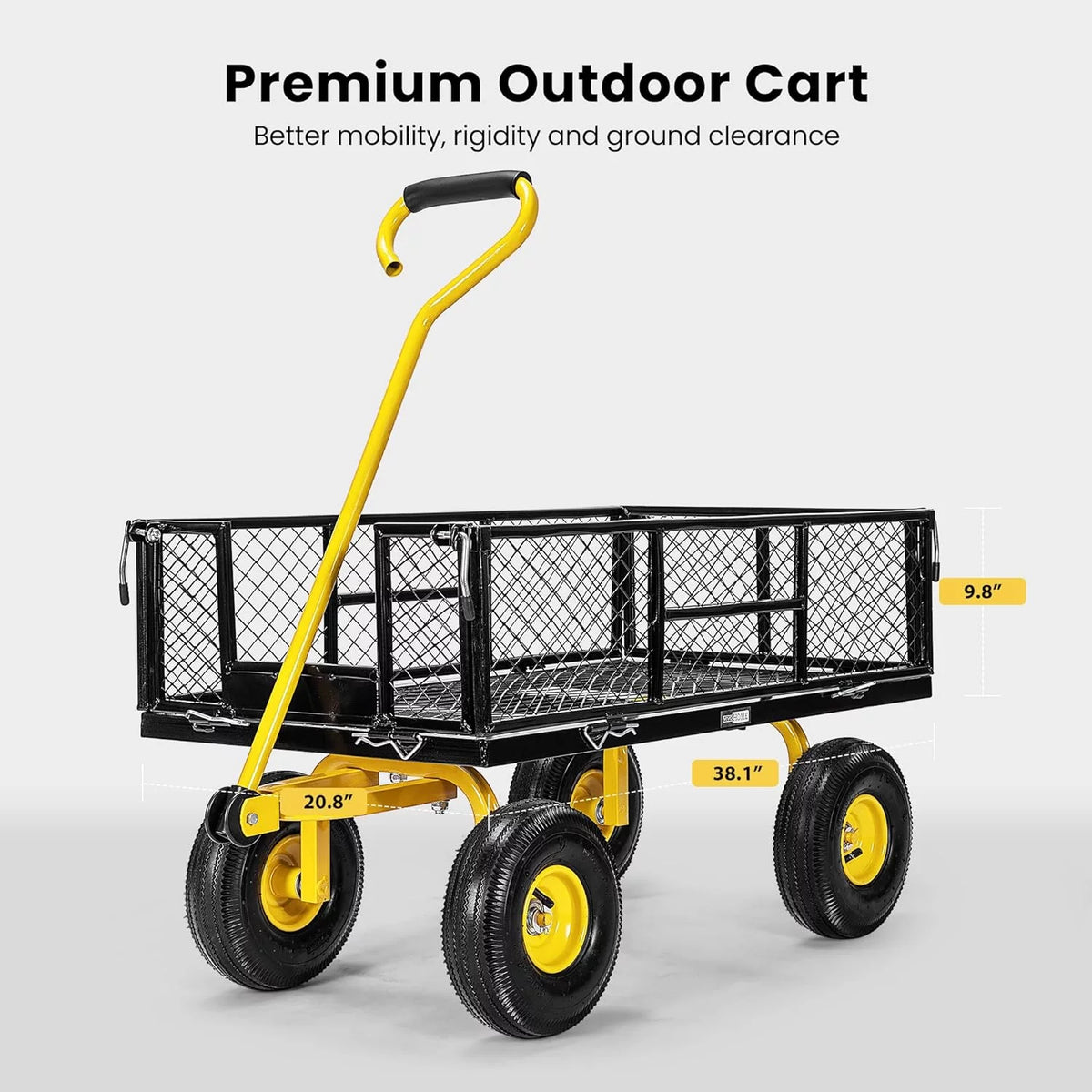 Mesh Steel Garden Cart with Removable Sides, 880 lbs Capacity D508