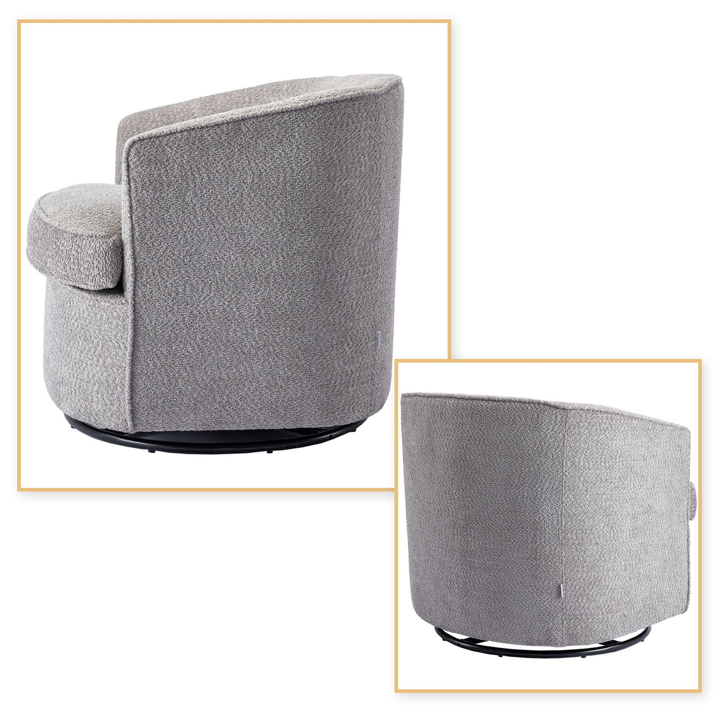 Gray Chenille Swivel Barrel Chair with Metal Base K698353