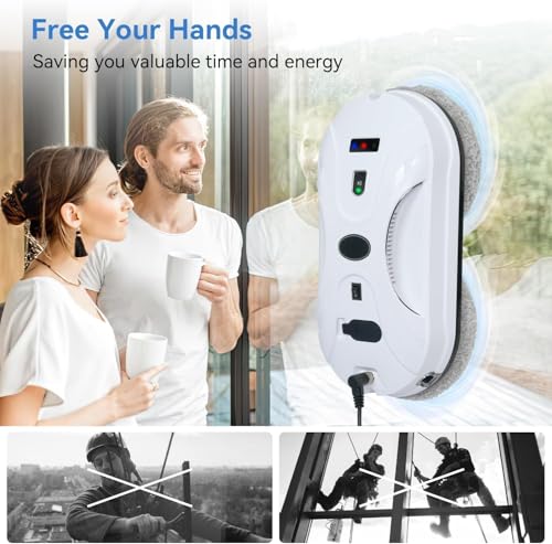Automatic Window Cleaning Robot with Dual Spray, 3000Pa Suction, Remote Control U836