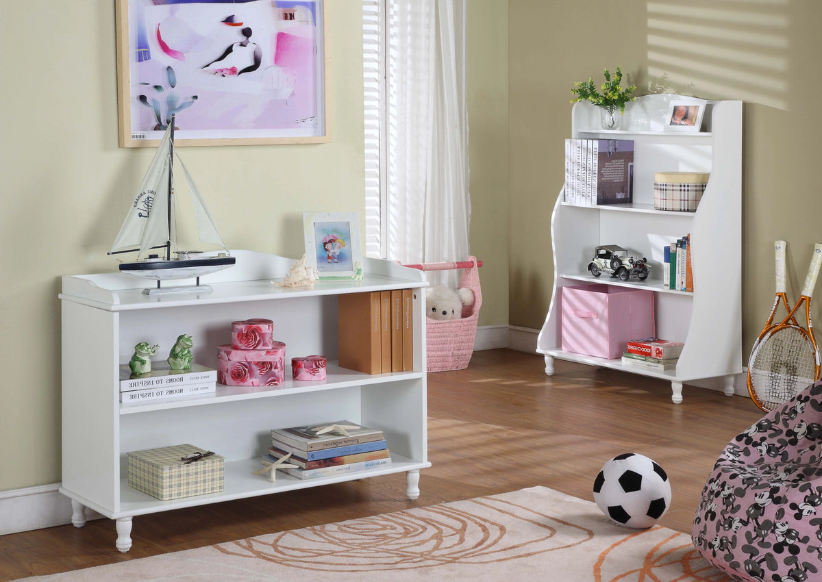 White Wood 3 Tier Kids Bookcase Storage Cabinet R84682