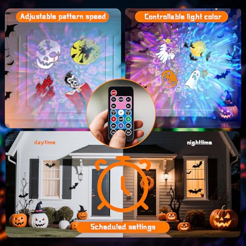 2-In-1 HD Moving Pattern Projector Lights with Remote Control, 12 Slides, 15 Colors, IP65 Waterproof R198