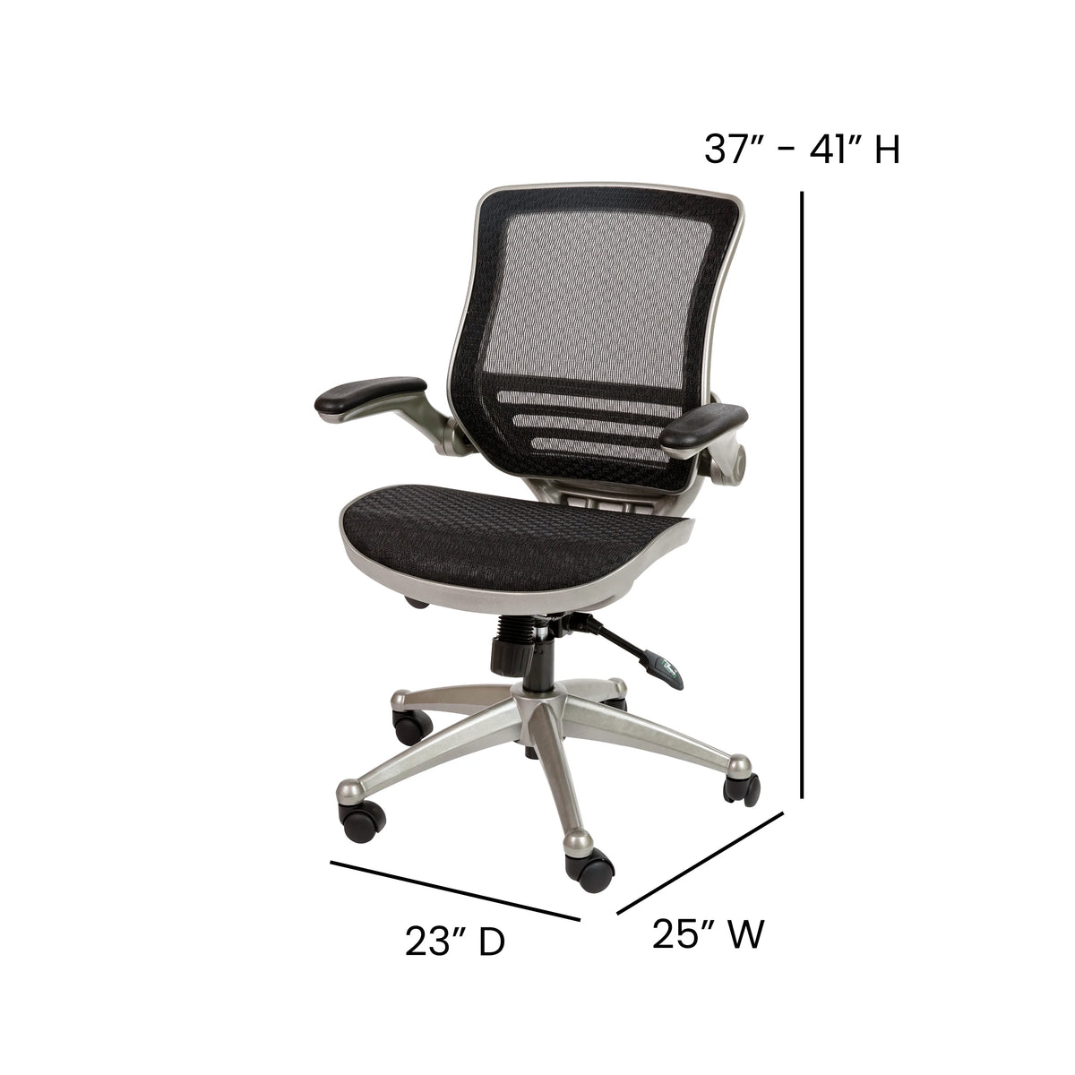 Mid-Back Transparent Black Mesh Executive Swivel Office Chair with Flip-Up Arms X756338