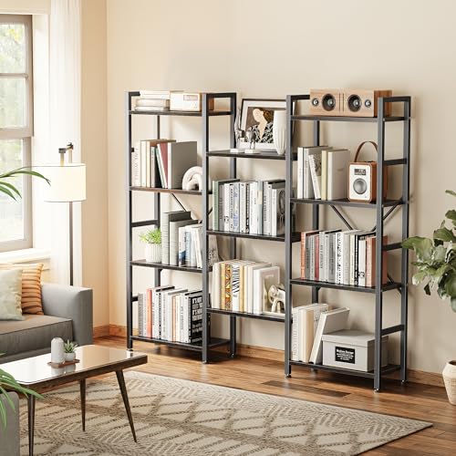 4 Tier Rustic Brown Bookshelf with 11 Open Shelves P100