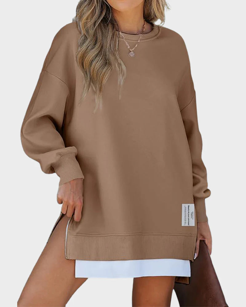 Long Sleeve Zipper Oversized Sweatshirt U2465