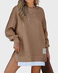Long Sleeve Zipper Oversized Sweatshirt U2465