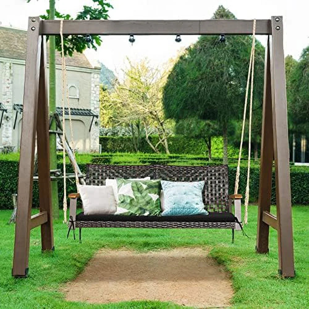 2-Seat Rattan Wicker Swing Chair with Seat Cushion X441