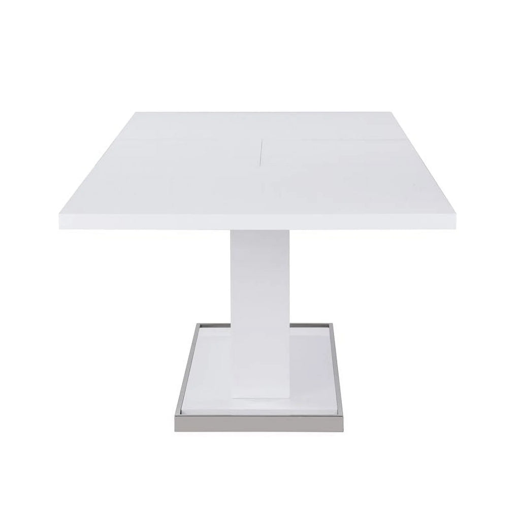 White Extendable Steel and Wood Dining Table E866245