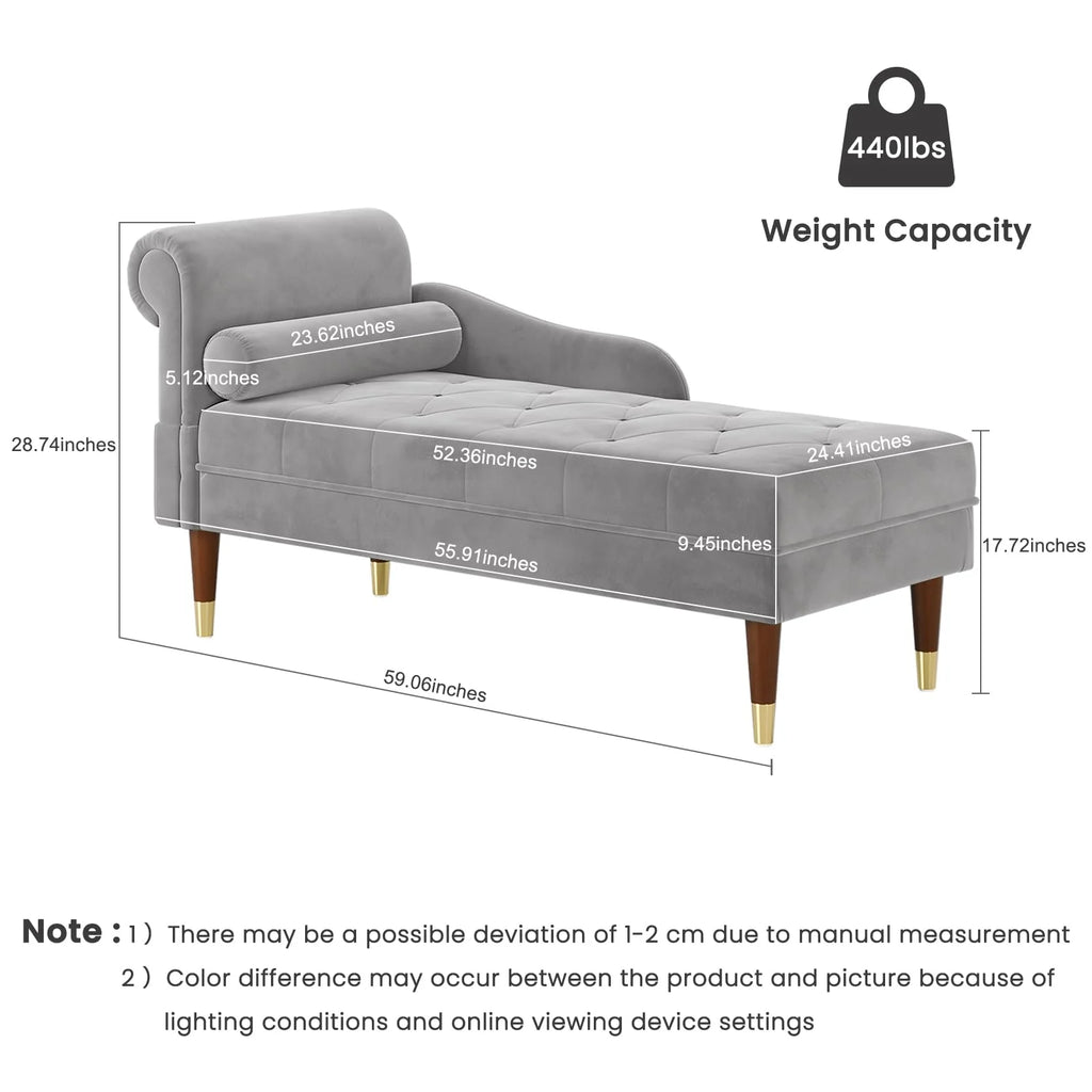 Grey Velvet Chaise Lounge D857