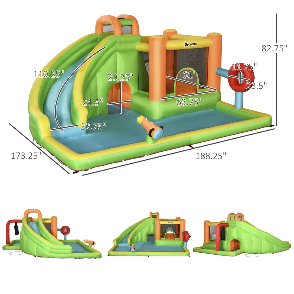 7-in-1 Inflatable Water Slide Bounce House with Carry Bag N1803