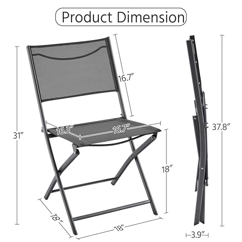 Black Set of 4 Metal Folding Dining Chairs Q1821