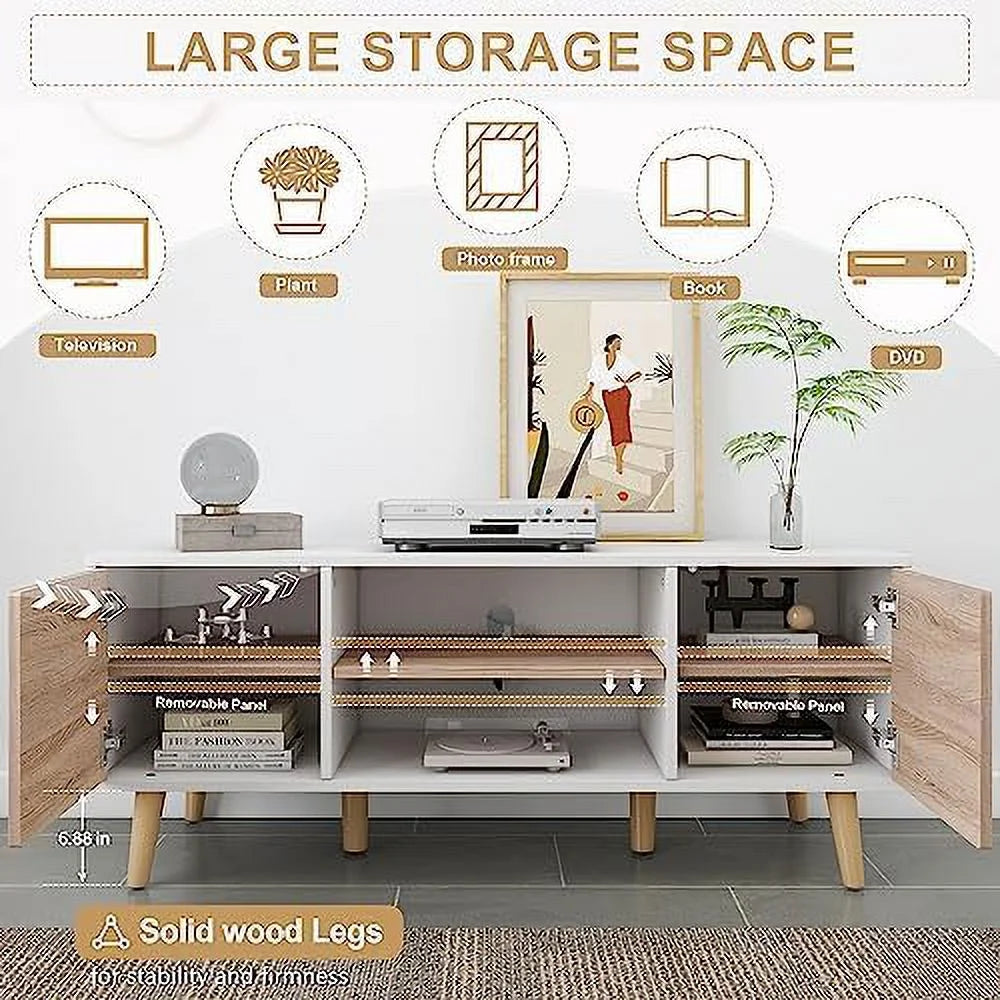 Black Walnut TV Stand with Push Up Doors M1408