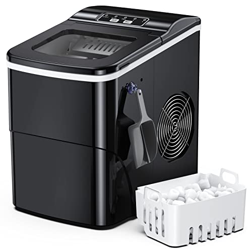 Countertop Ice Maker Machine, 26Lbs/24H Self-Cleaning, 9 Cubes in 6mins, Black M45608