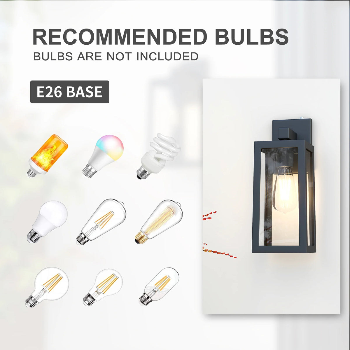 2 Pack Matte Black Waterproof Outdoor Wall Lights with Clear Glass Shade C9751