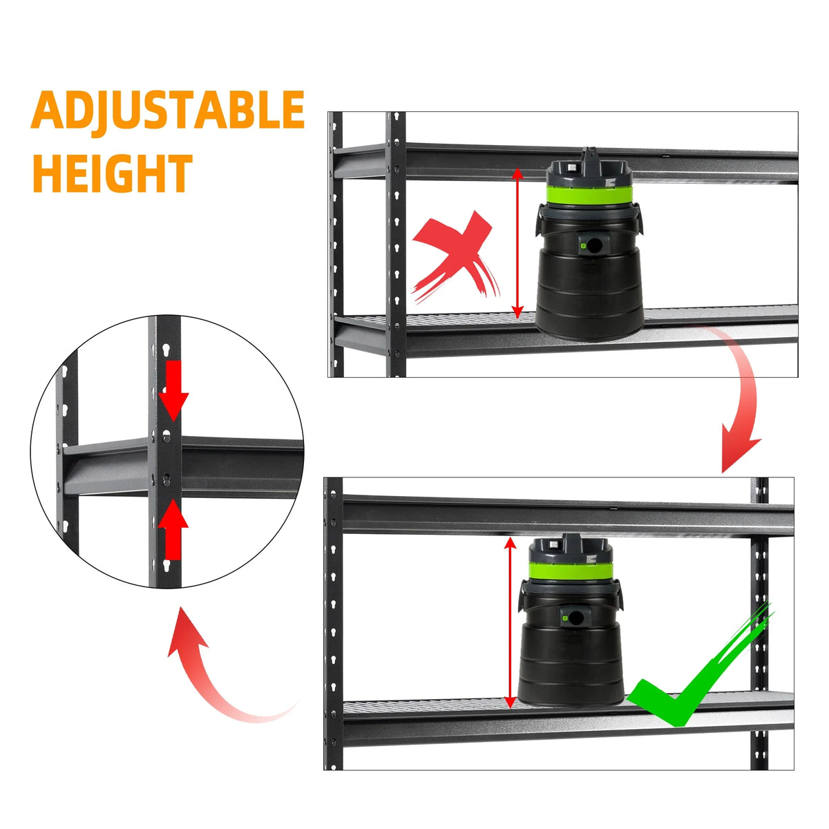 4-Tier Black Metal Heavy Duty Adjustable Shelving Unit C37633