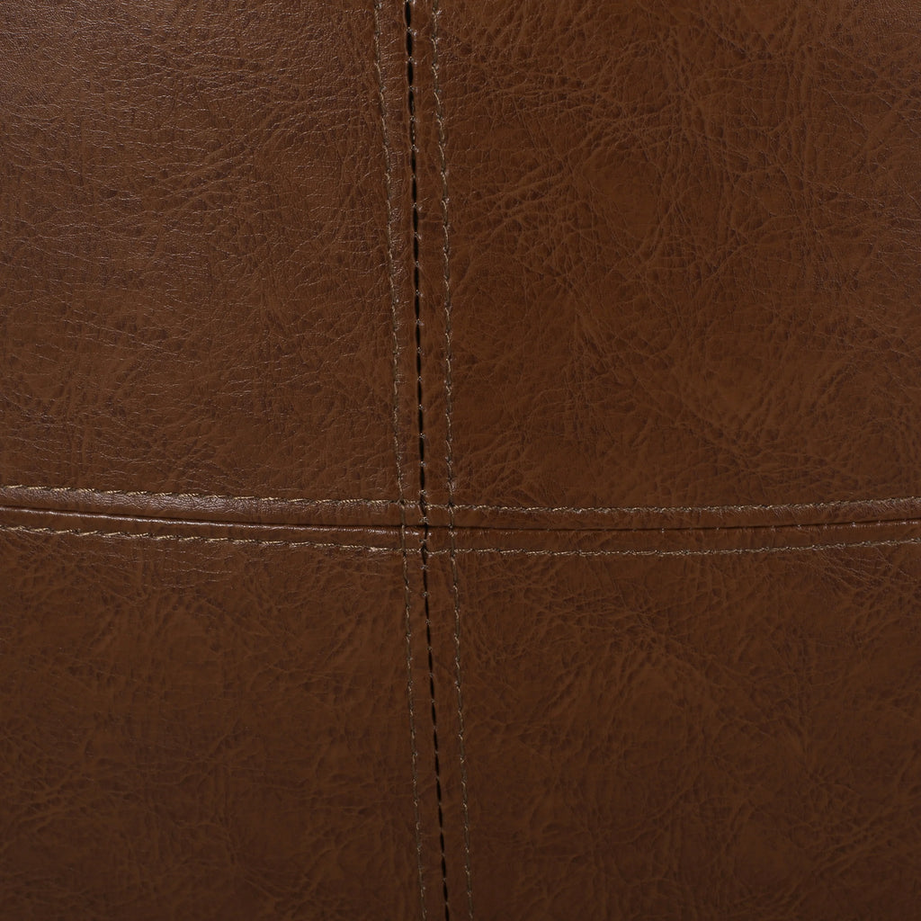 Cognac Brown Large Faux Leather Ottoman S6328