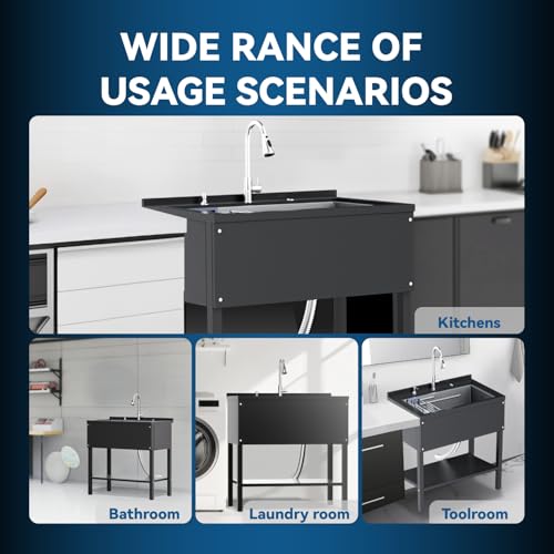 24" Stainless Steel Freestanding Utility Sink with Faucet X726703