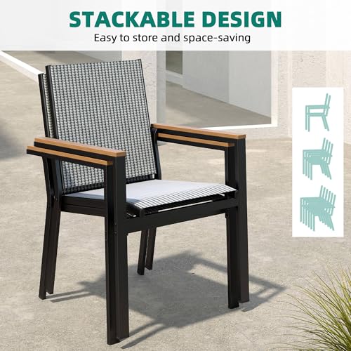 Set of 6 Stackable All-Weather Patio Dining Chairs F1367