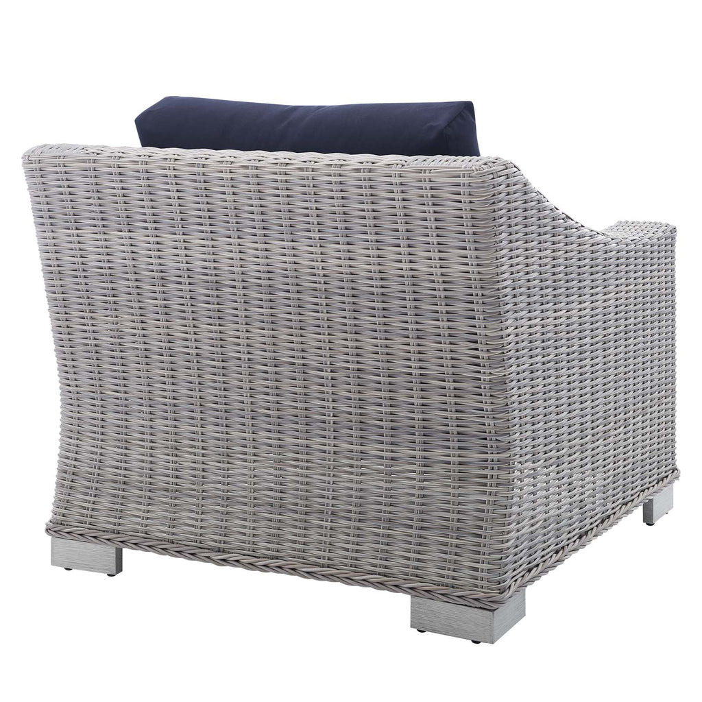 Light Gray Navy Wicker Rattan Outdoor Patio Armchair I897767