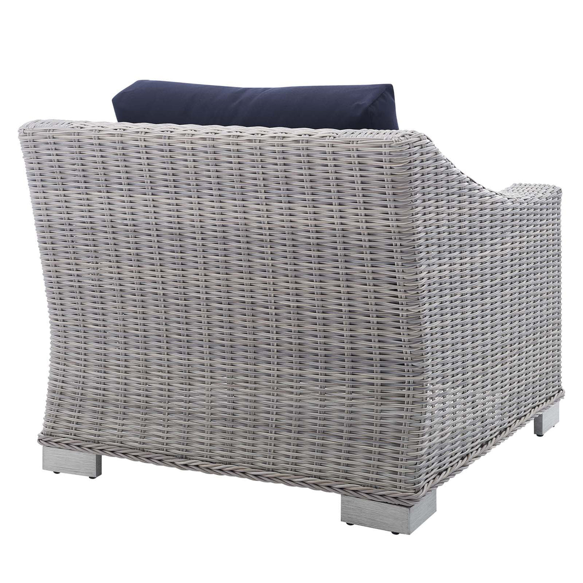Light Gray Navy Wicker Rattan Outdoor Patio Armchair I897767
