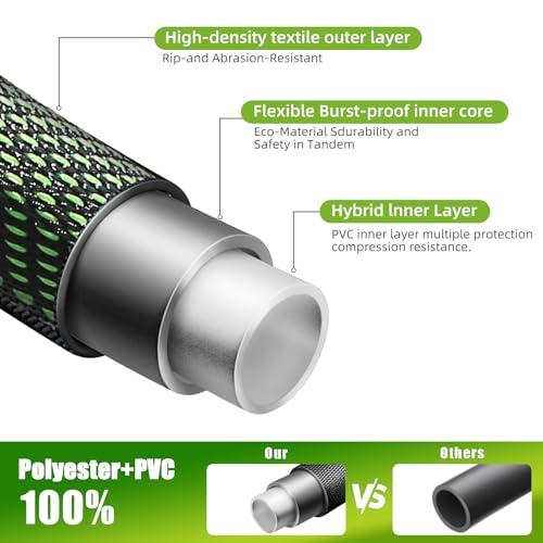 100 ft Flexible Tangle Free Garden Hose with 10 Function Nozzle H81476
