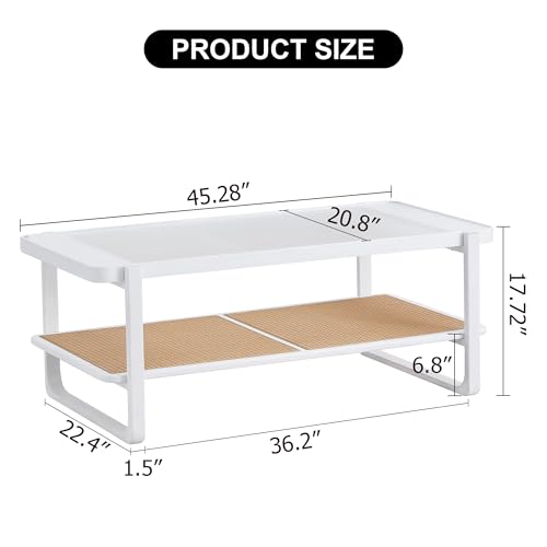Rattan Coffee Table with Tempered Glass Top W85795