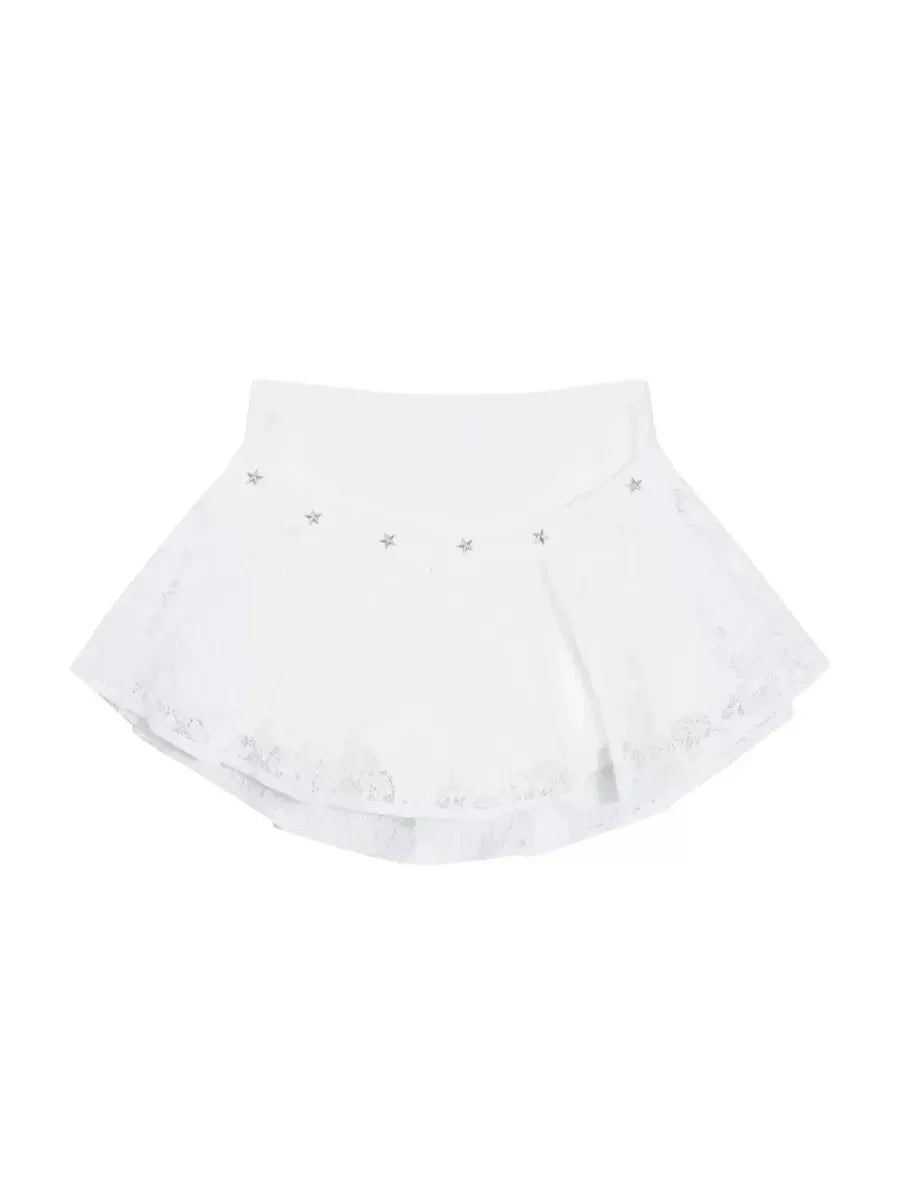 Lace Pleated Mini Skirt E72748
