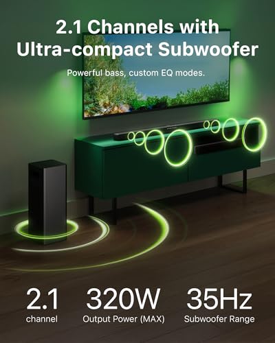 2.1 Soundbar with Wireless Subwoofer and DTS Virtual:X, 240W, Bluetooth 5.4, HDMI ARC, Dark Grey P978755