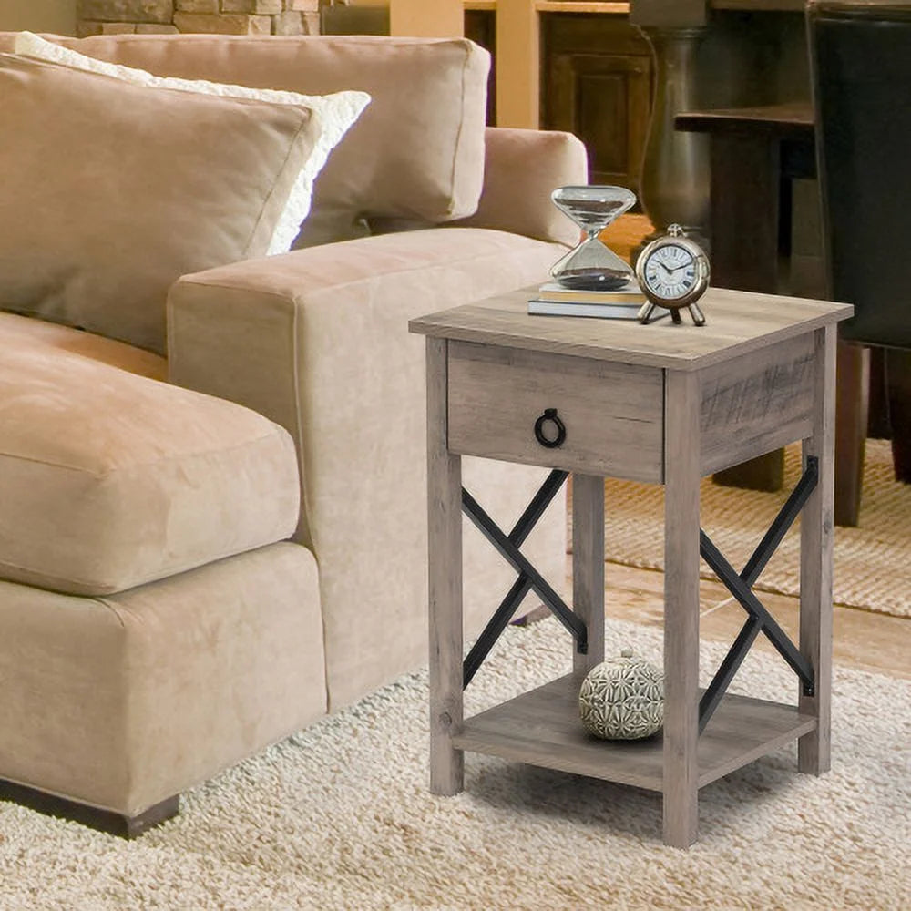 Set of 2 Wood Nightstand with Drawer K131