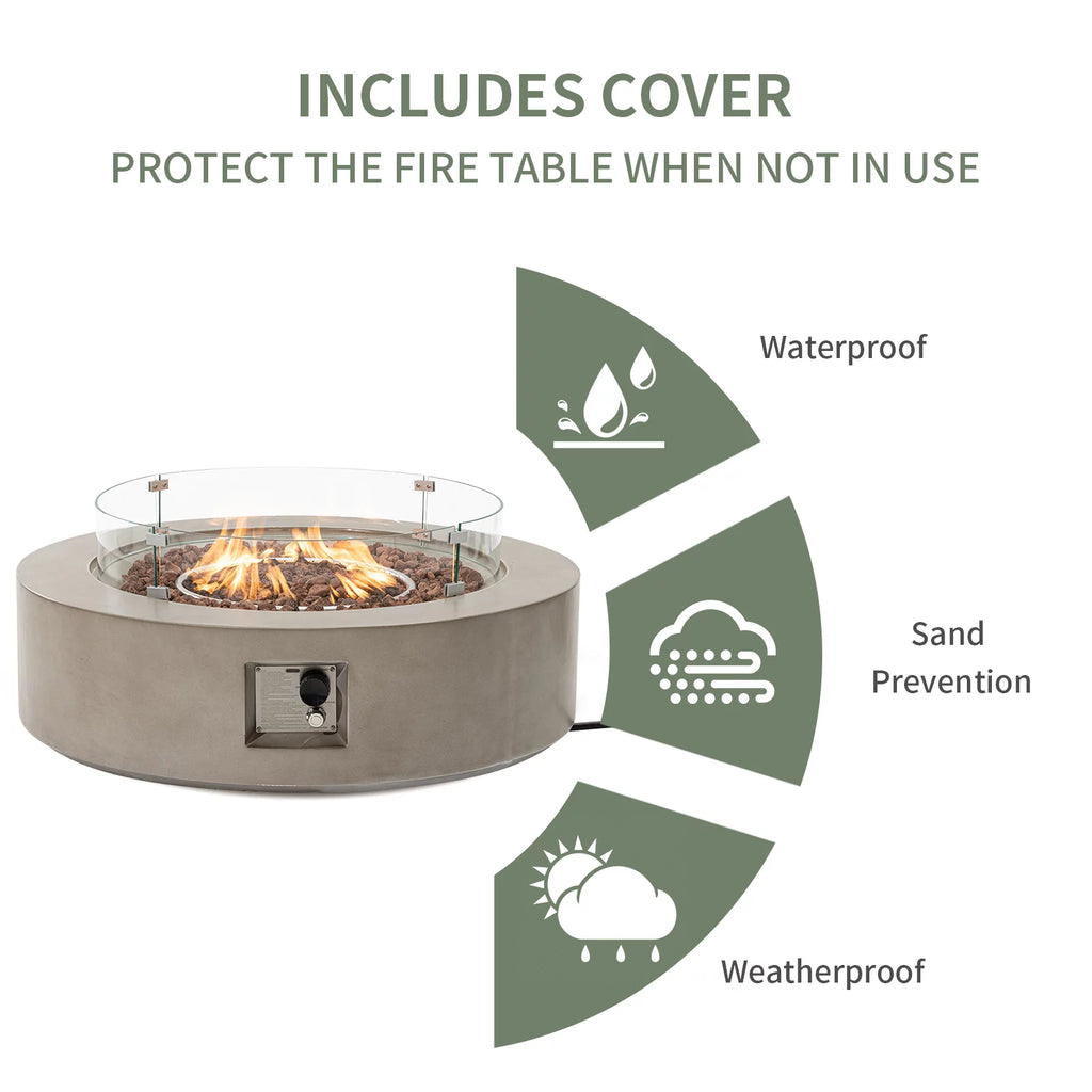 40.5 inch Round Grey Propane Fire Pit Table M7984