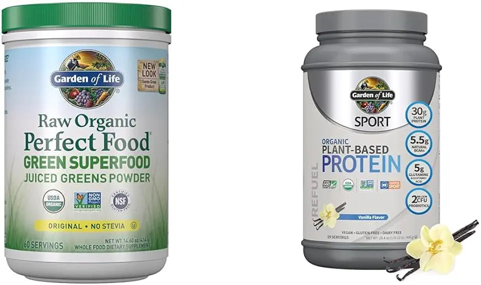 Super Greens Powder Smoothie Mix and Organic Vegan Sport Protein Powder U7795