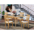 5 Pc Wood Dining Table Set with Faux Leather Seat J964