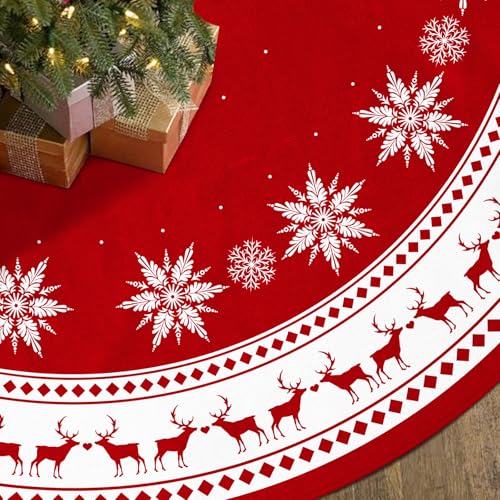 36 inch Snowflake Reindeer Christmas Tree Skirt J124