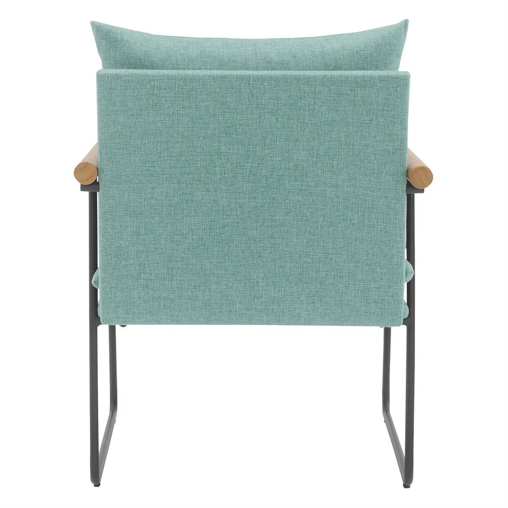 Sage Green Fabric Armchair with Black Sled Base Q38576