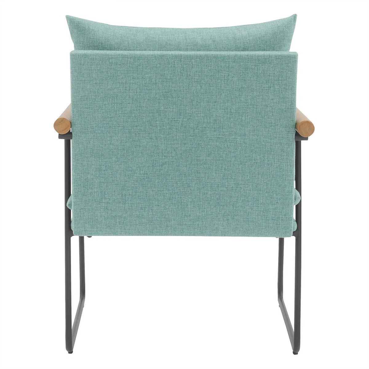 Sage Green Fabric Armchair with Black Sled Base Q38576
