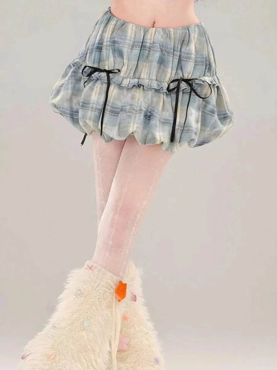 Ribbon Checked Mini Skirt U7392
